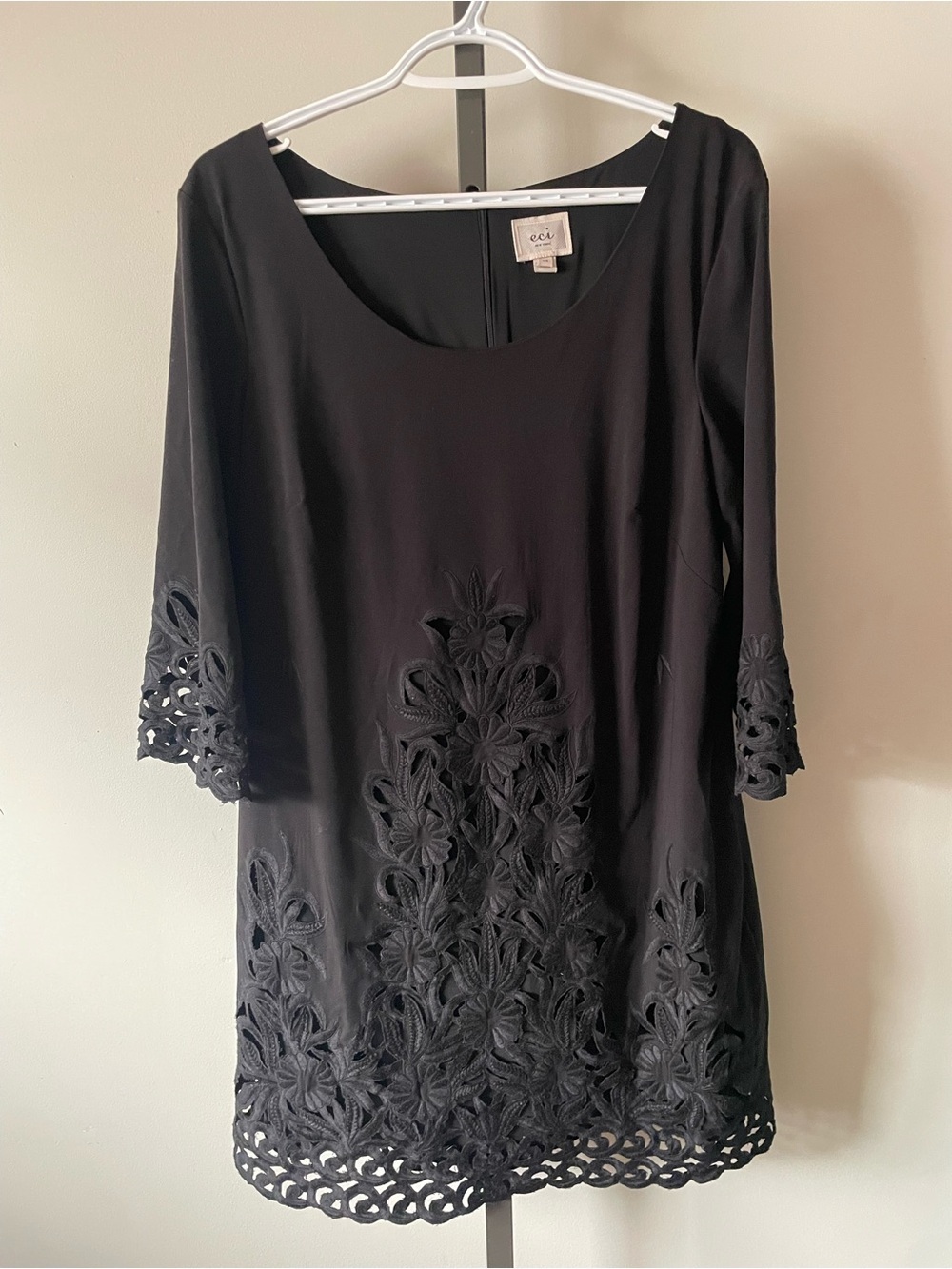 ECI New York Cutout Eyelet Crochet Lace Embroidered Shift Dress Plus Size 14